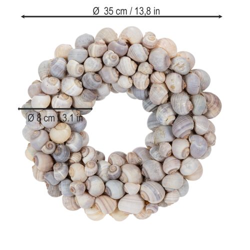 položky Veniec zo slimákov na zavesenie, dekoratívny veniec, námornícky štýl, Nathai, Ø35cm