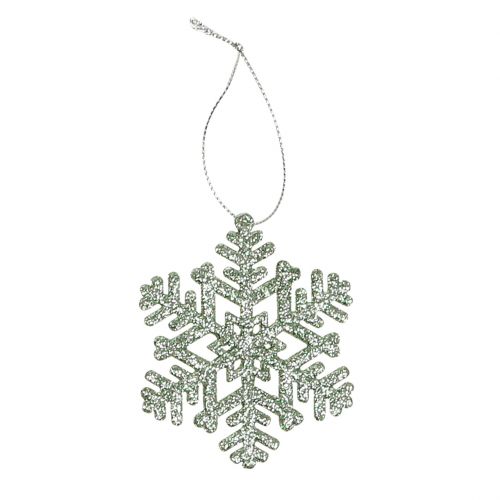 Floristik24 Vločka Ø8cm mätovo zelená s trblietkami 12ks