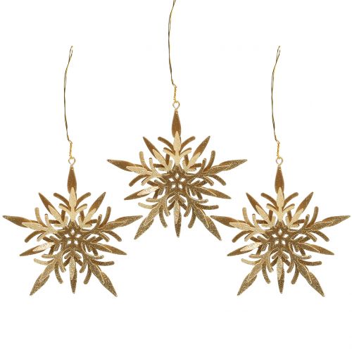 Floristik24 Snehový krištáľ zlatý 3D 13cm x 12,5cm 3ks