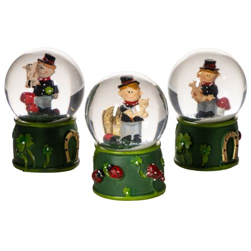 Snehová guľa s talizmanom pre šťastie a figúrkou kominára, 4 cm, 3 kusy