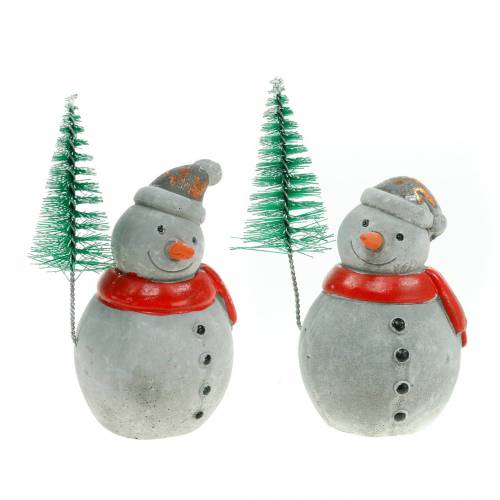 Floristik24 Vianočná figúrka snehuliaka s jedľovým betónom sivá, farebná 9cm-11cm 4ks