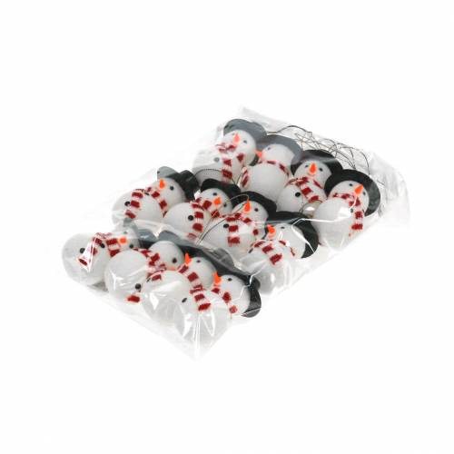 Floristik24 Vianočná ozdoba na stromček snehuliak s klobúkom na zavesenie V8cm 12ks