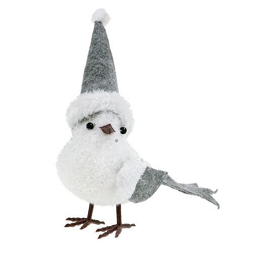 Floristik24 Snežný vtáčik s čiapkou 18cm biely, šedý 3ks
