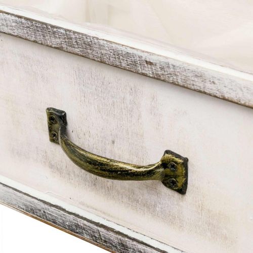 Floristik24 Kvetináč drevená zásuvka krémová vintage 40/35/30/25cm sada 4ks