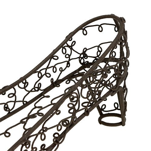 Floristik24 Drôtená topánka 19 cm x 7 cm H7,5 cm hnedá