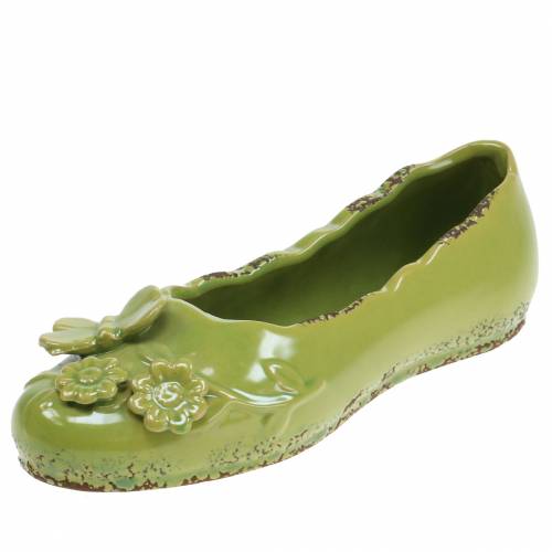 Floristik24 Kvetináč dámska topánka keramická zelená 24 cm
