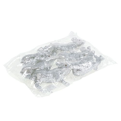 Floristik24 Prasiatko s trblietkami striebro 9cm 6ks