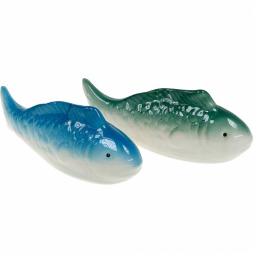 Floristik24 Ryba na plávanie modrá/zelená keramika 16cm 2ks