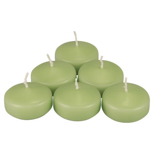 Floristik24 Plávajúce sviečky zelené Wenzel sviečky jemne zelené 30×50mm 8ks