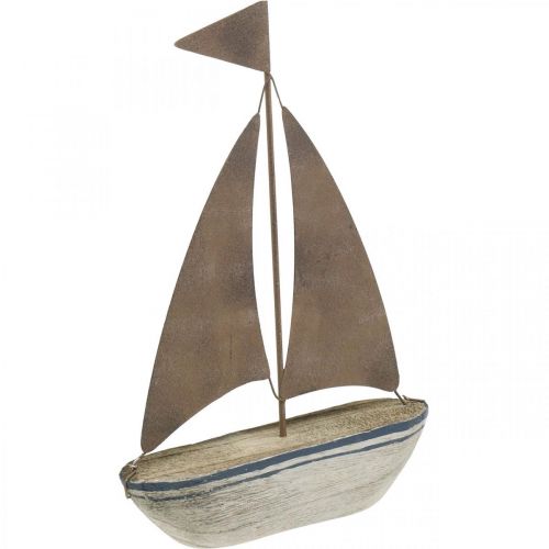 Deco plachetnica drevená hrdza námorná dekorácia 16×25cm