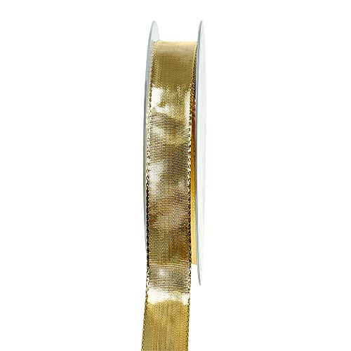položky Darčeková stuha zlatá s drôteným okrajom 15mm 25m