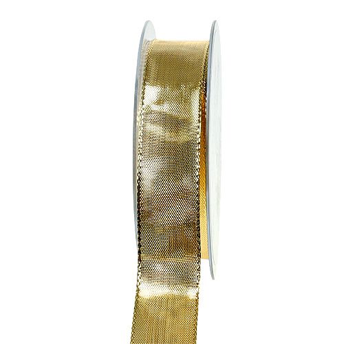 Floristik24 Darčeková stuha zlatá s drôteným okrajom 25mm 25m