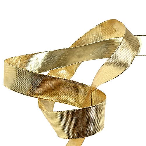 položky Darčeková stuha zlatá s drôteným okrajom 25mm 25m