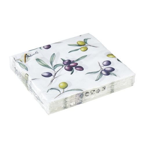 Floristik24 Obrúsky dekorácia na stôl letná olivovo zelená fialová 25x25cm 20 ks