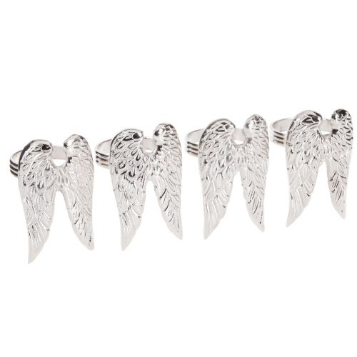 položky Krúžky na obrúsky anjelské krídla dekorácia na stôl strieborná 6,5cm Ø4cm 4 ks