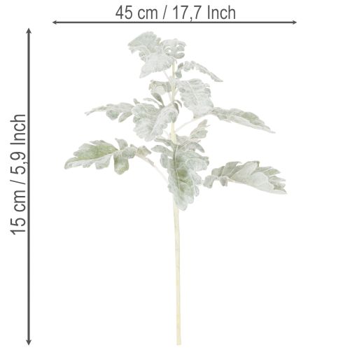 Umelá vetvička Senecio, strieborný list, prepracovaná výroba, 45 cm, 3 kusy | Floristik24.sk