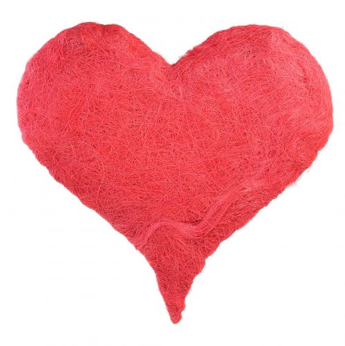 Srdiečková dekorácia so sisalovými vláknami v ružovej farbe sisalové srdce 40x40cm