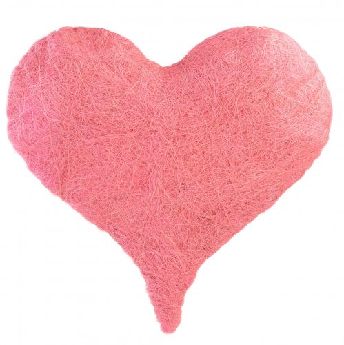 Dekorácia srdca so sisalovými vláknami svetloružové sisalové srdce 40x40cm