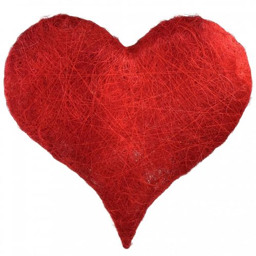 Dekorácia srdca sisalové srdce so sisalovými vláknami v červenej farbe 40x40cm