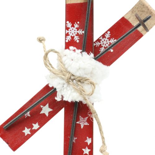 položky Pár lyží červené na zavesenie vianočný stromček 13,7cm x 7cm 3ks