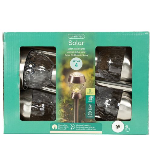 Solárne záhradné lampy s hrotom 36 cm – set 4 ks | Floristik24.sk