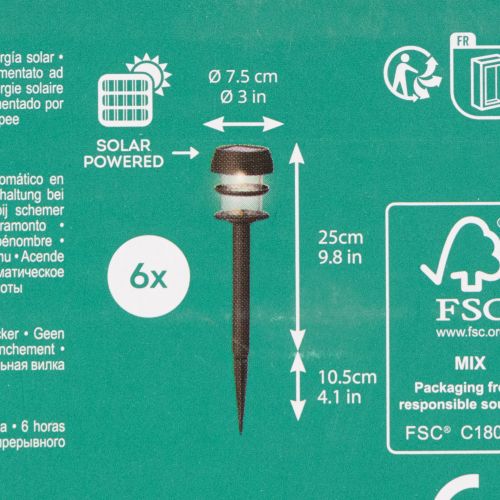 Solárne záhradné svetlá s hrotom do zeme, vonkajšie lampy na záhradné chodníky, 35 cm, 6 kusov | Floristik24.sk