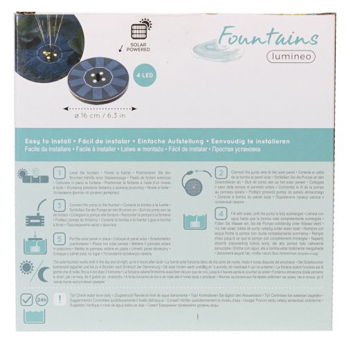 položky Solárne čerpadlo do záhradných jazierok, plávajúca dekoratívna vodná atrakcia s LED diódou, 16 cm