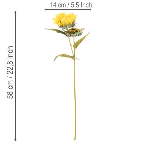 položky Umelá slnečnica s realistickými listami a kvetmi, 58 cm, 3 kusy