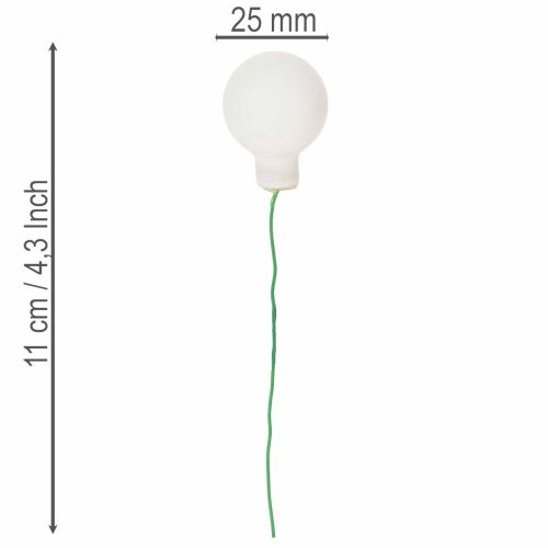 Zrkadlové mini sklenené guľôčky na drôte s motívom bobúľ, biele, 25 mm, 140 kusov | Floristik24.sk