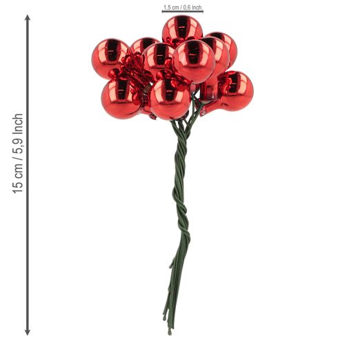 položky Zrkadlové bobule Červené matné, lesklé Ø1,5 cm 140 ks