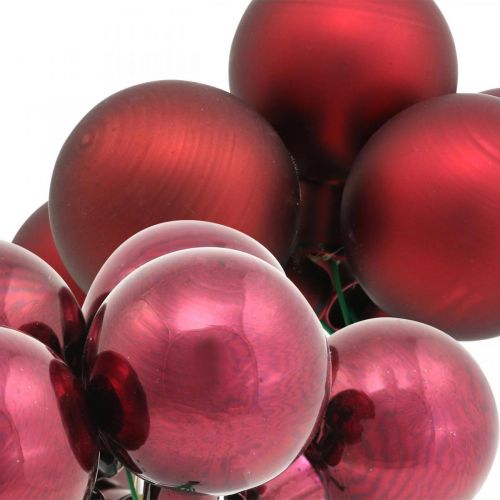 položky Mini vianočná guľa červená, ružové sklenené zrkadlové bobule Ø40mm 32ks