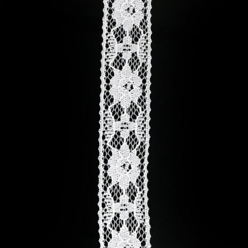 položky Čipková stuha biela, svadobná dekorácia, ozdobná stuha kvetinový vzor š25mm d15m