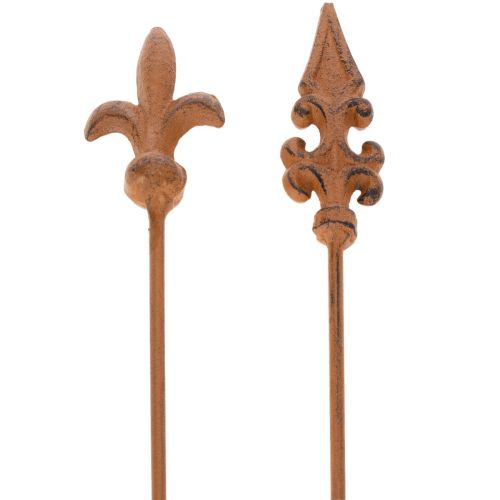 Floristik24 Záhradný kolík rustikálna dekorácia ľalia kopija v antickom dizajne na vonkajšie použitie 60 cm 2 ks