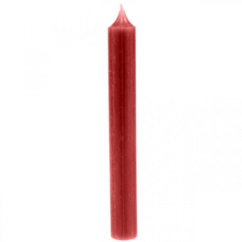 Floristik24 Tyčinková sviečka červená farba sviečky rubínovo červená 180mm/Ø21mm 6ks