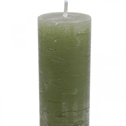 položky Jednofarebné sviečky olivovo zelené tyčinkové 34×240mm 4ks