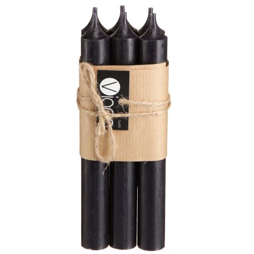 položky Kužeľové sviečky sviečky čierna dekorácia na sviečky Ø21mm 170mm 6 ks