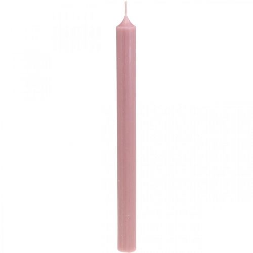 Floristik24 Rustikálne sviečky jednofarebné ružové 350/28mm 4ks