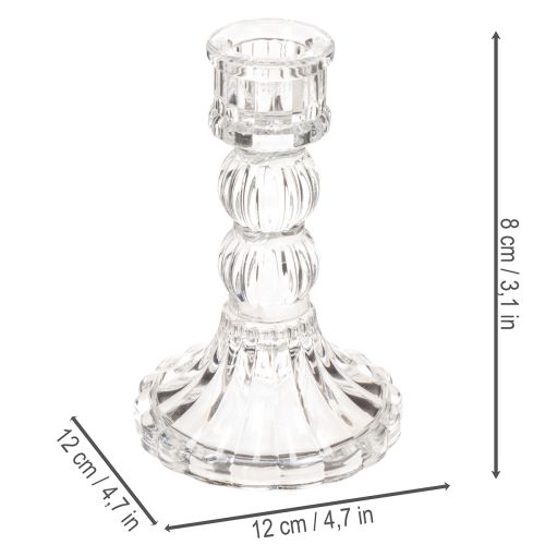 Priehľadný svietnik, klasický dizajn, dekorácia na stôl, 12 cm, 2 kusy | Floristik24.sk
