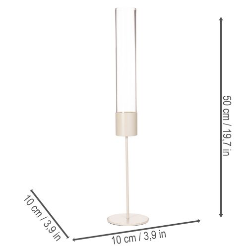 Svietnik so skleneným valcom na kovovom podstavci 50 cm | Floristik24.sk