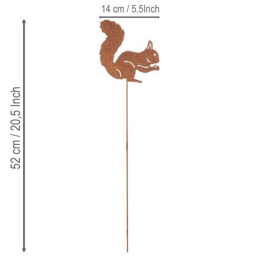 Záhradný kolík s veveričkovou hrdzou, dekoratívny kolík na kvetinový záhon a kvetináč 52 cm, 2 ks | Floristik24.sk