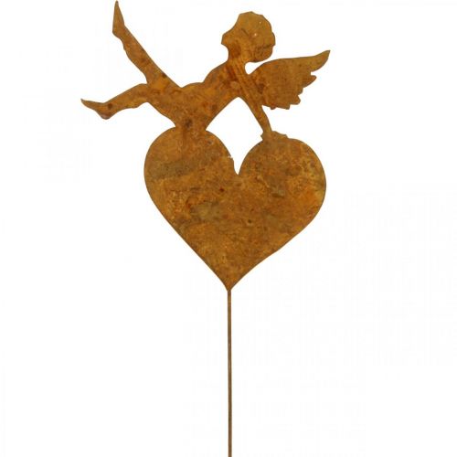 Floristik24 Záhradný kolík Vianočná dekorácia anjel srdce patina 14,5cm