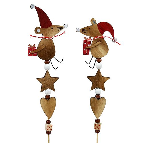 Floristik24 Zástrčka s myšou nature, červená L30cm 8ks