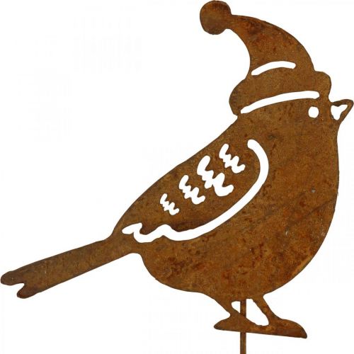 položky Záhradný kolík vtáčik s čiapkou patinovaná dekorácia 12cm 6ks