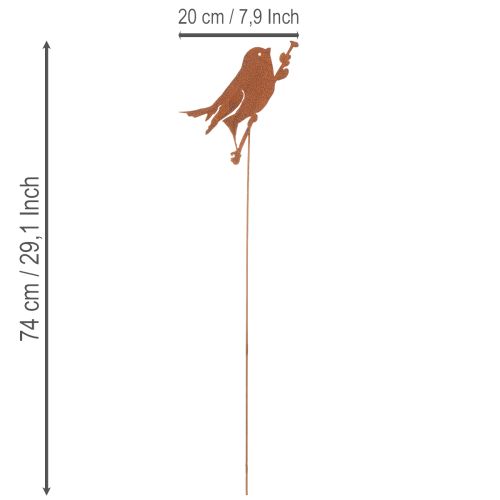 Záhradný kolík pre vtáky, hrdzavý kovový dekoratívny kolík, 52 cm | Floristik24.sk