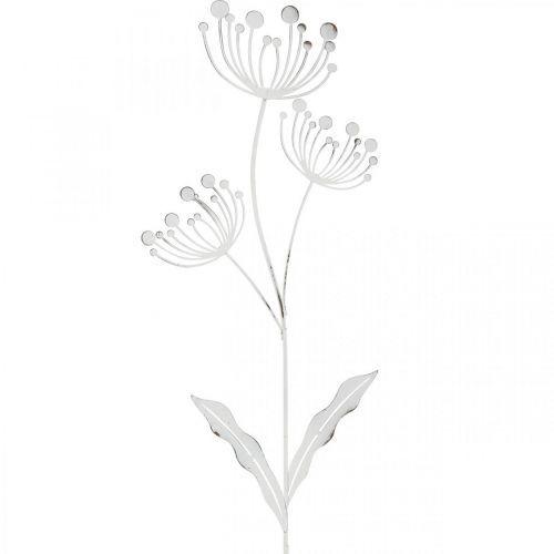 Jarná dekorácia, deco plug kvetina shabby chic biela, strieborná D87cm W18cm