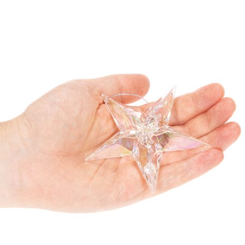 Dekoratívne hviezdicové ozdoby, dúhový číry akryl, vianočné ozdoby na stromček, 9 cm, 6 kusov | Floristik24.sk