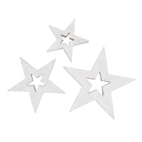Floristik24 Drevená hviezda mix 3-5cm biela 22b
