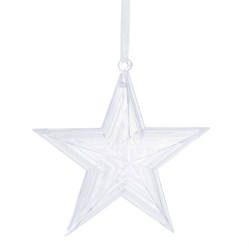 položky Hviezda na zavesenie plastové číre ozdoby na vianočný stromček 12cm 6ks