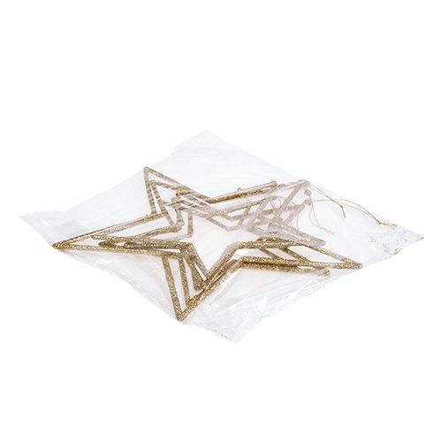 Floristik24 Sada hviezd na zavesenie zlatá, sľuda 17-32cm