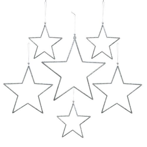 Floristik24 Hviezdica na zavesenie strieborná, sľuda 17-34cm